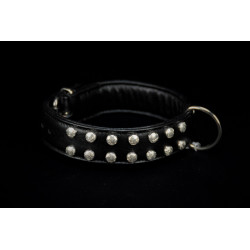 Collier cuir noir "white Nancy"