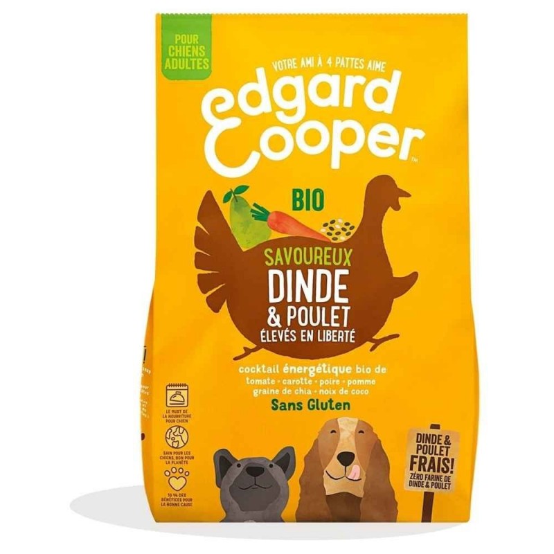 Edgar Cooper Croquettes Biologiques Chien Adulte Sans Gluten Dinde/Poulet Frais