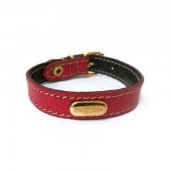 La Cinopelca | Chien | Collier plat cuir de veau souple | Rouge