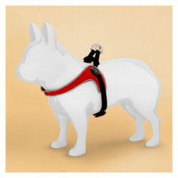 Tre Ponti Classico | Harnais uni pratique pour petit chien avec clip | Rouge