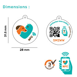 PetLova Tag NFC | Chien et Chat | Médaille d'identification QR Code et NFC sans contact